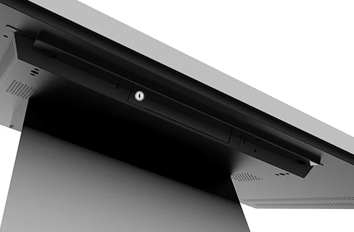 Indoor slanted interactive multimedia kiosk