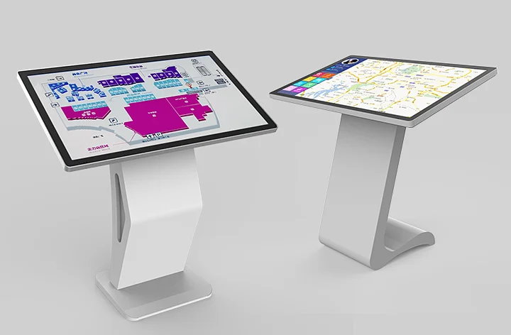 Indoor slanted interactive multimedia kiosk